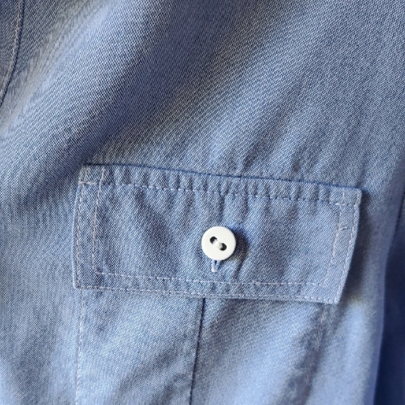 Lafayette 148 New York Blue Mandarin Collar Blouse - Picture 4 of 11